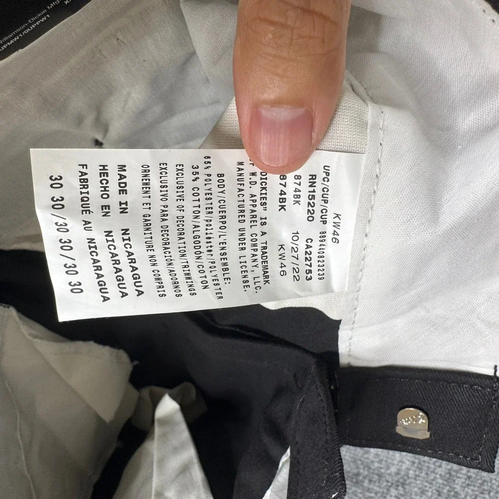 Dickies Pants Mens Size 30/30 Black 874 Original Fit Twill Work Trousers NWT